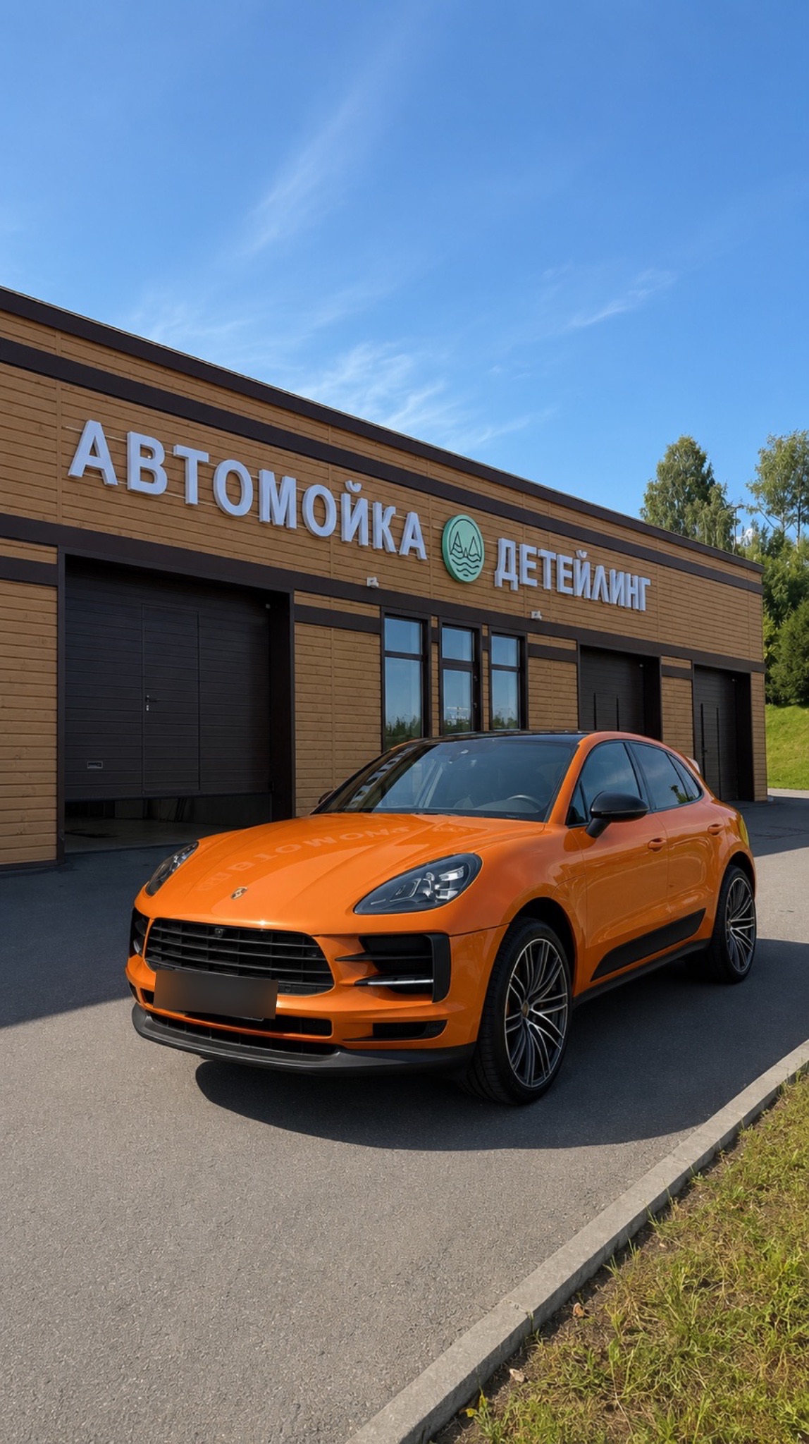Porsche Macan после оклейки в оранжевый глянец